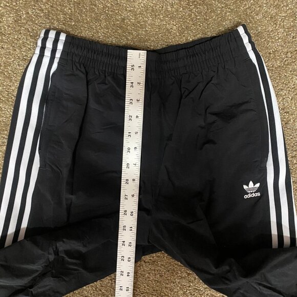 Adidas Jogger Pants Women's Small Black 3 Striped Nylon High Rise Elastic Waist - Picture 9 of 13